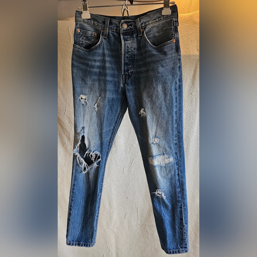 Levi's 501 Distressed Jeans, Button Fly, W27, L28